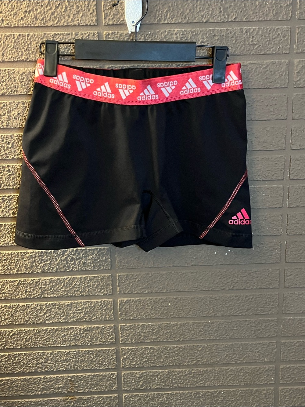 adidas Black Active Shorts with Pink Waistband Accents